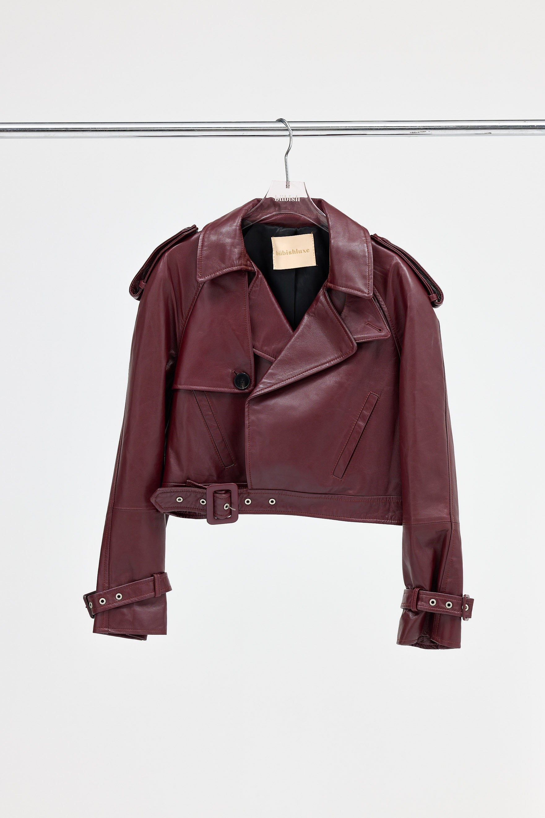 bubish Kara Faux Leather Crop Jacket Cherry JACKETS