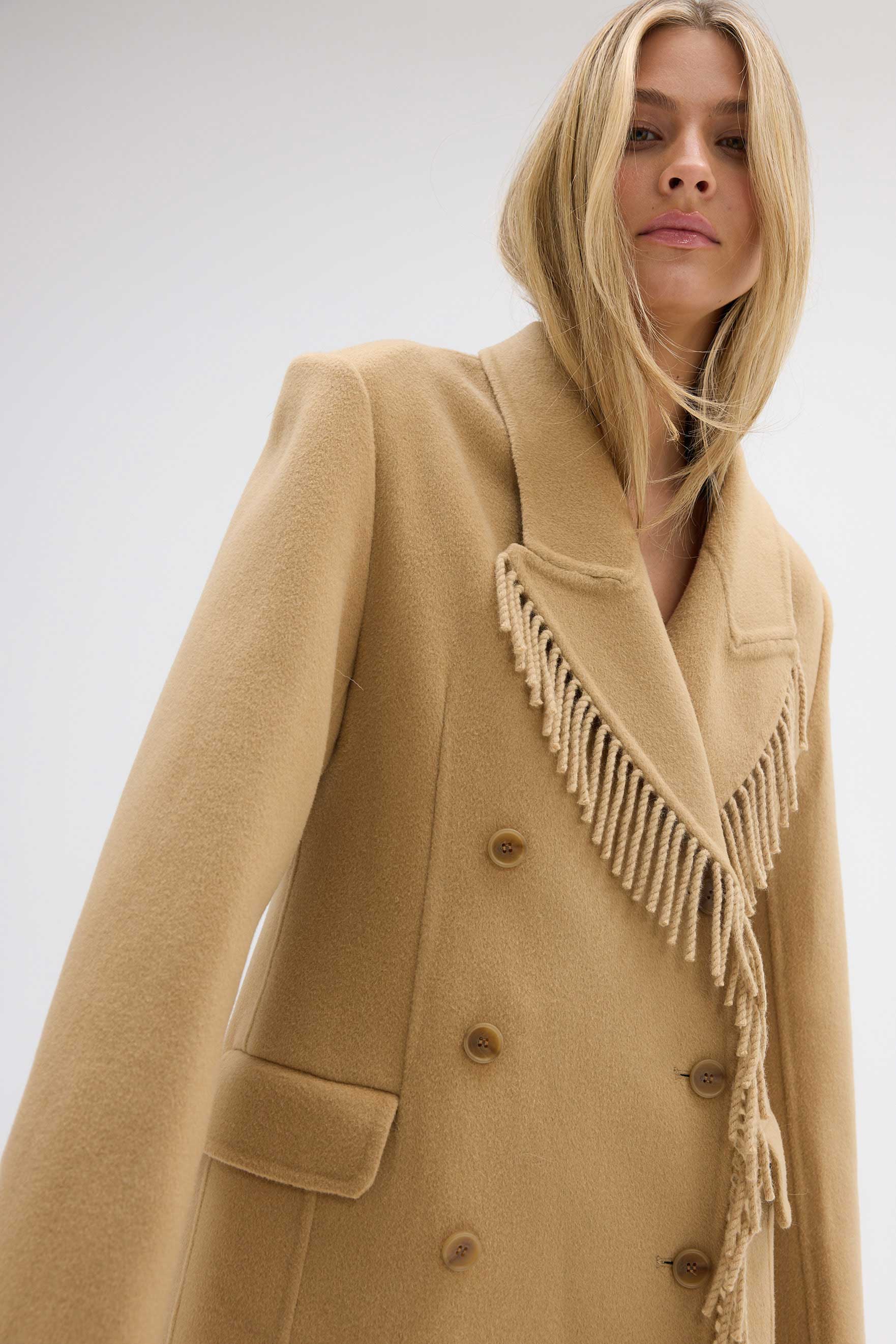 bubish Kate Fringe Tassel Wool Coat Walnut JACKETS