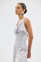 bubish Paige Cowl Neck Top - Silver TOPS