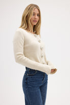 bubish Rosette Cardigan Oatmeal TOP