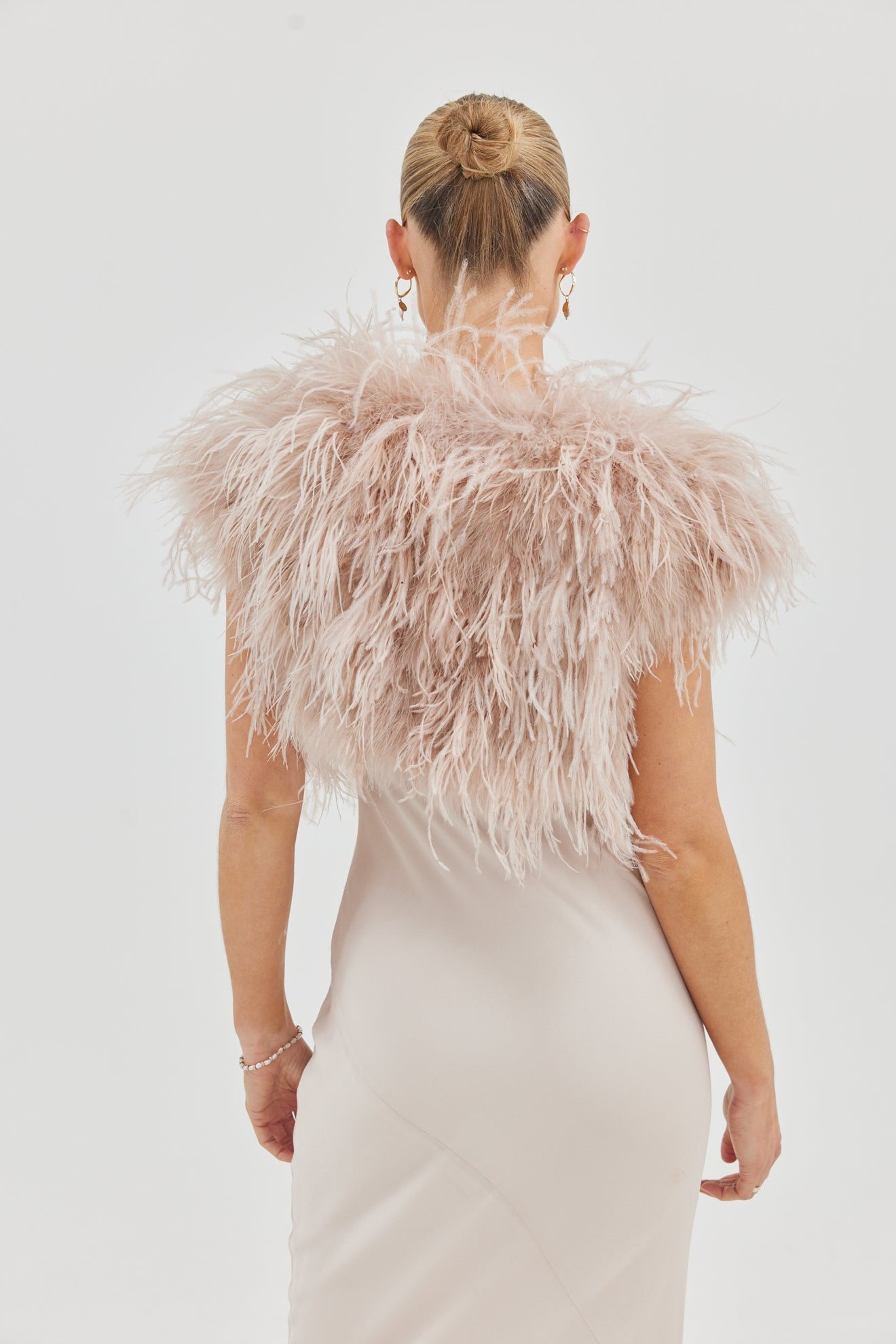 Zucker Feather Bolero Jacket | Nude Beige Ostrich Feather