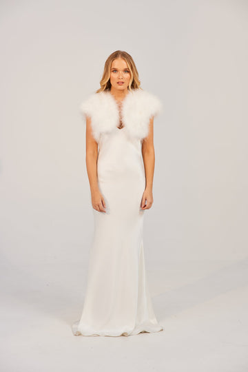 Manhattan Feather Bolero - White Bubish Luxe 