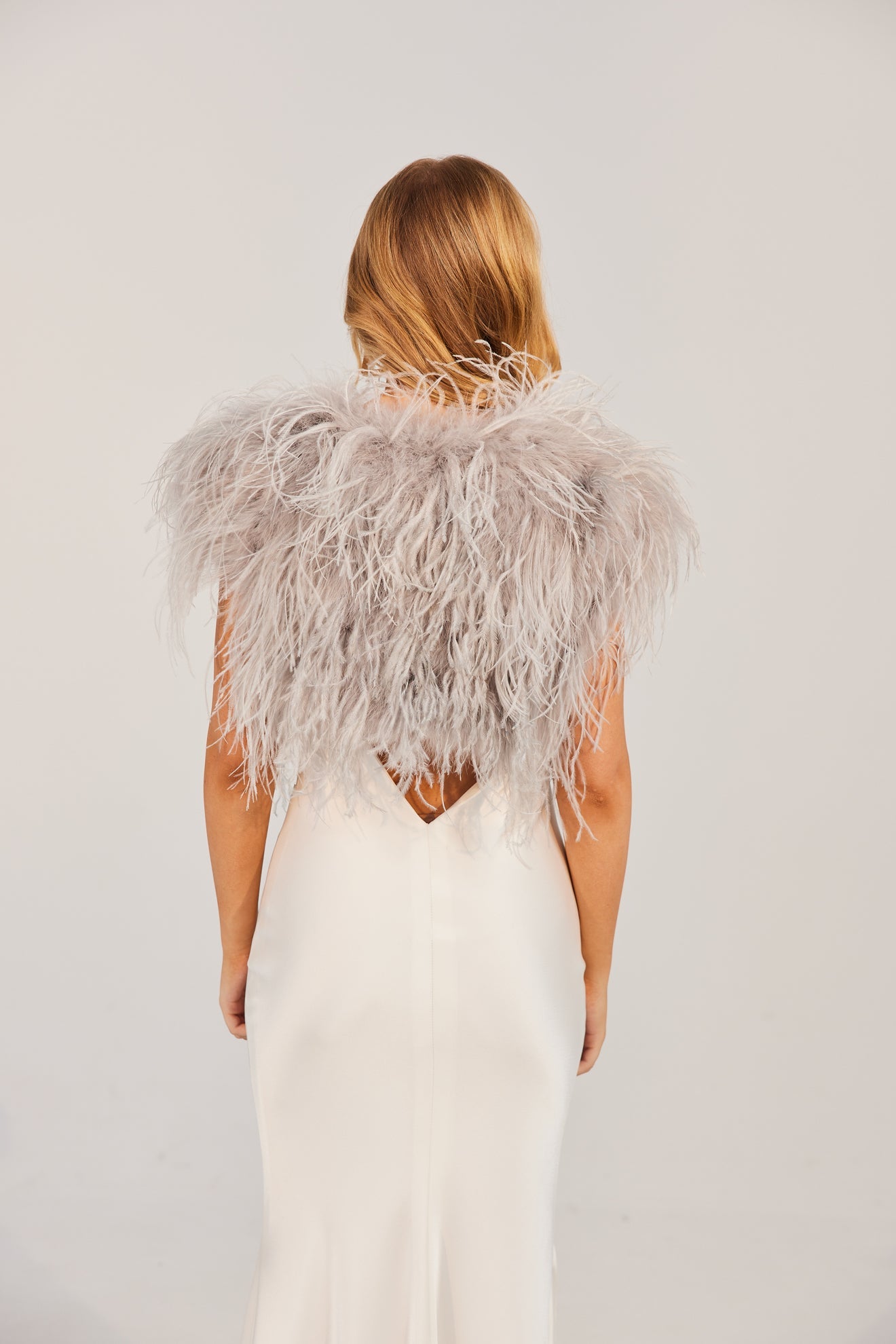 Berlin Feather Bolero - Light Grey Bolero Bubish Luxe 
