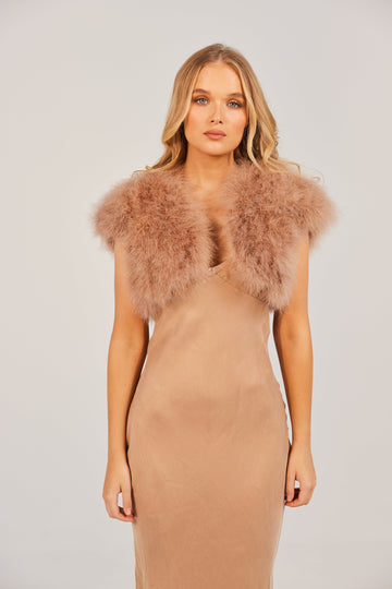 Manhattan Feather Bolero - Toffee Bubish Luxe 