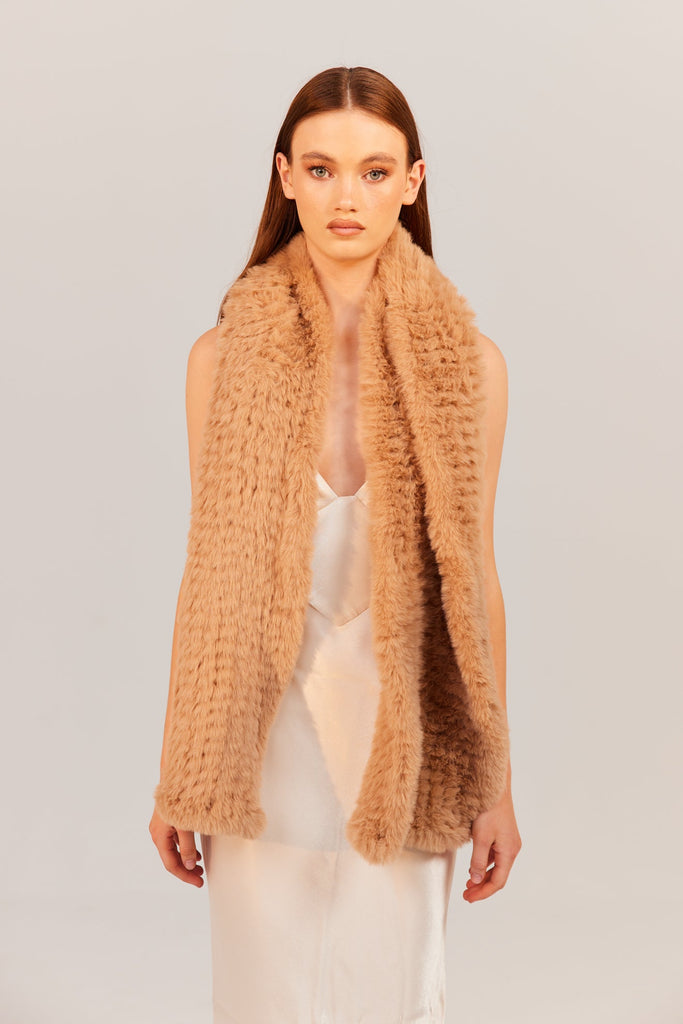 Faux Fur Rome Scarf - Beige Scarf Bubish Luxe 
