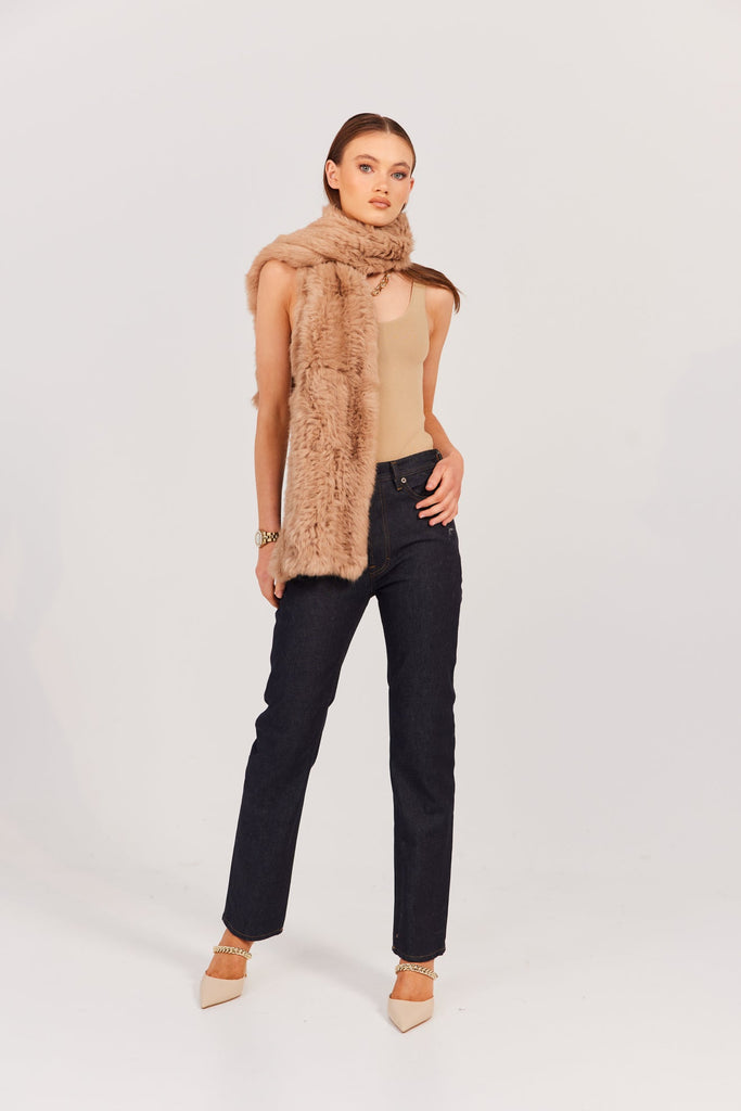 Rome Fur Scarf - Beige Scarf Bubish Luxe 