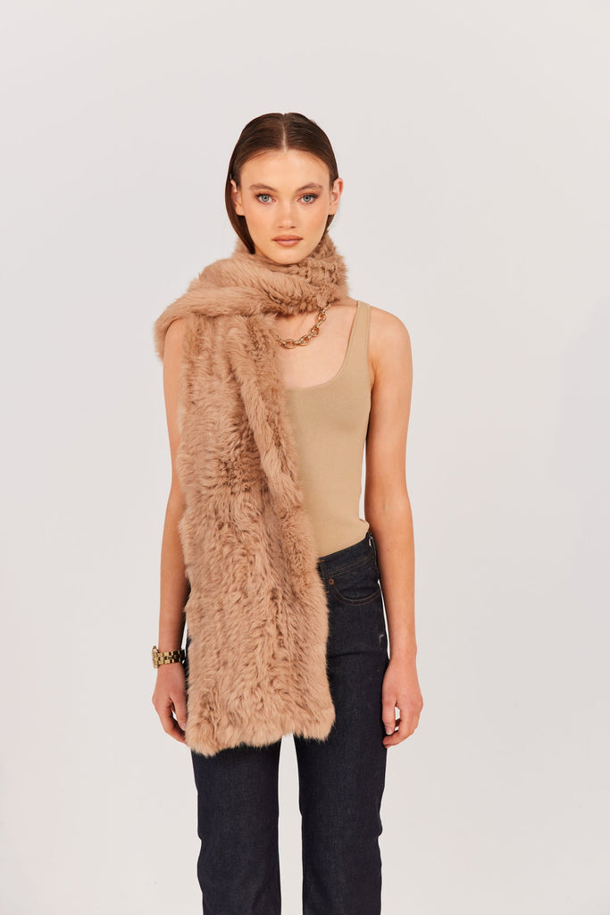 Rome Fur Scarf - Beige Scarf Bubish Luxe 