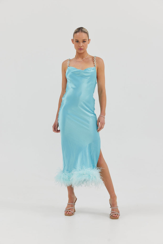 Farah Slip Dress - Blue Bubish 