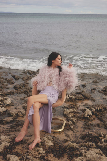 Lara Feather Jacket - Lilac Cropped Jacket Bubish Luxe 