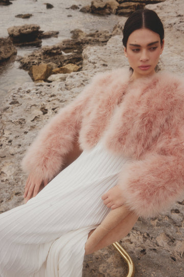 Manhattan Feather Jacket - Rose Cropped Jacket Bubish Luxe 