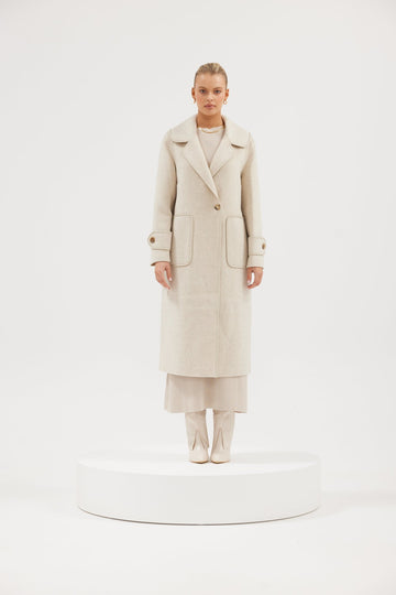 Piper Cashmere Coat - Stone Long Coat Bubish Luxe 