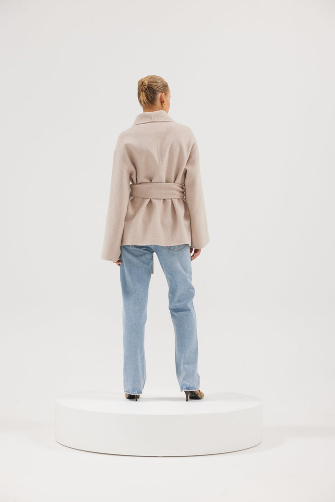 Sadie Wool Wrap Coat Oatmeal Bubish