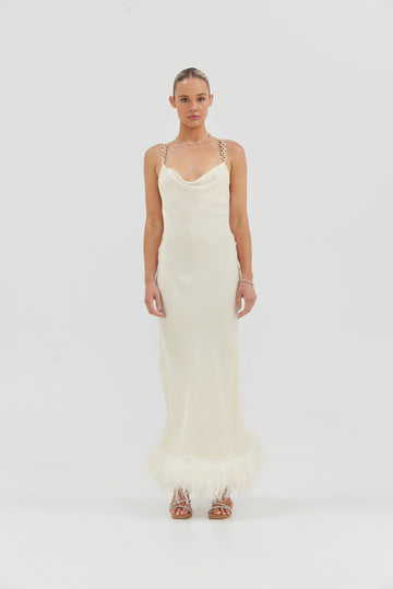 Farah Slip Dress - Ivory Bubish 