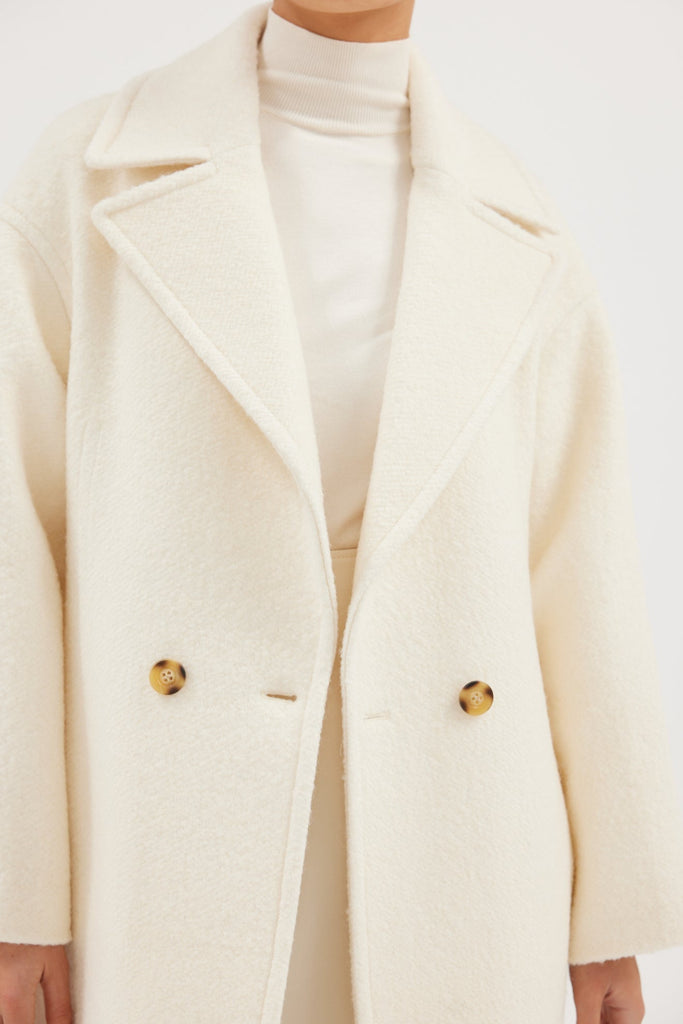 Victoria Wool Coat - Ivory Medium Jacket Bubish Luxe 